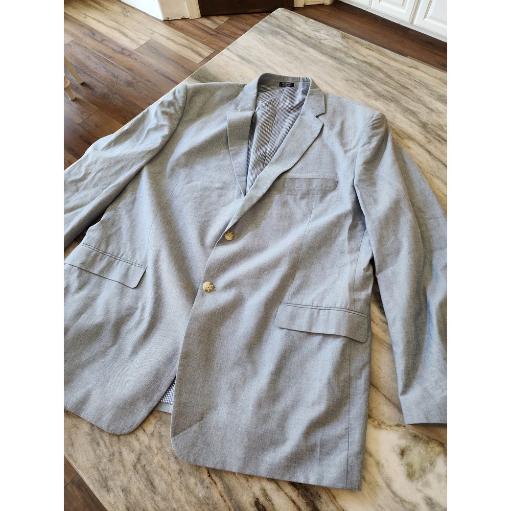 Saddlebred Mens 48L Light Blue Cotton Two Button Sport Coat Blazer Jacket - Picture 1 of 6